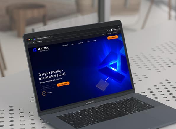 Pentera website on the screen of a computer