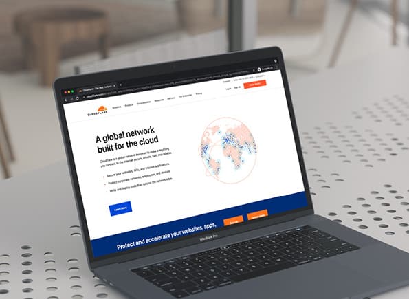 cloudflare website on a macbook pro screen