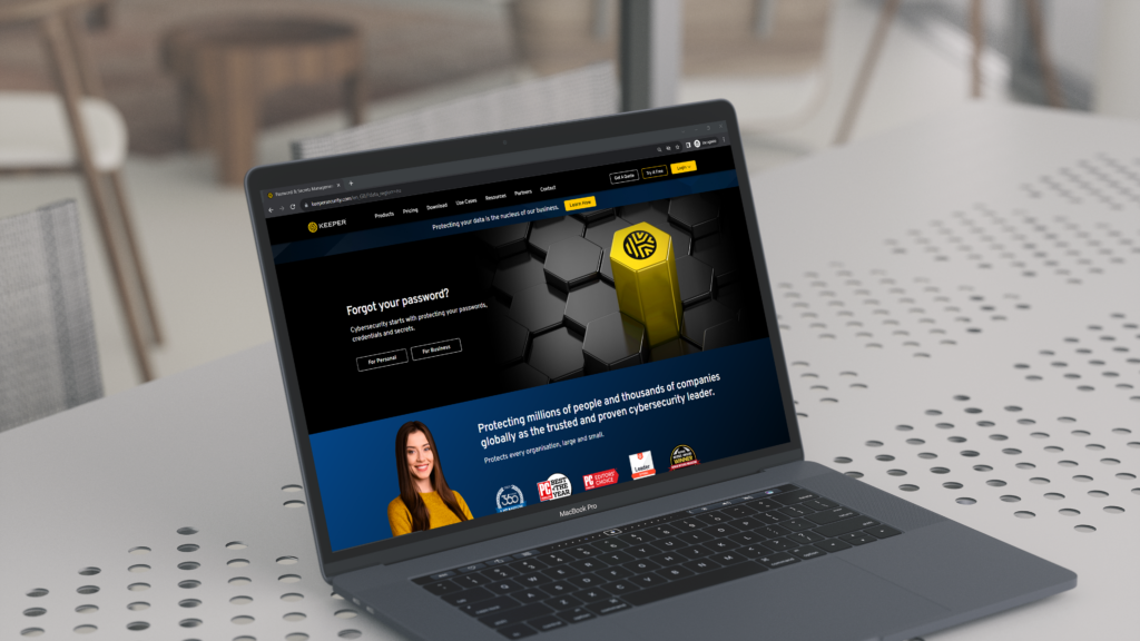 Keeper website shown on a macbook