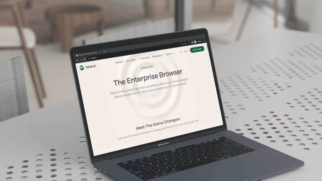island.io partner website shown on a macbook