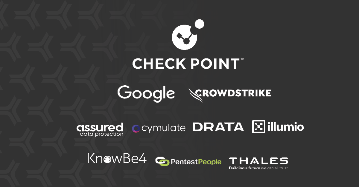 SEP2 Cyber Summit 2025 Sponsor Logos which read: Check Point, Google, CrowdStrike, Assured Data Protection, Cymulate, Drata, Illumio, KnowBe4, Pentest People, Thales